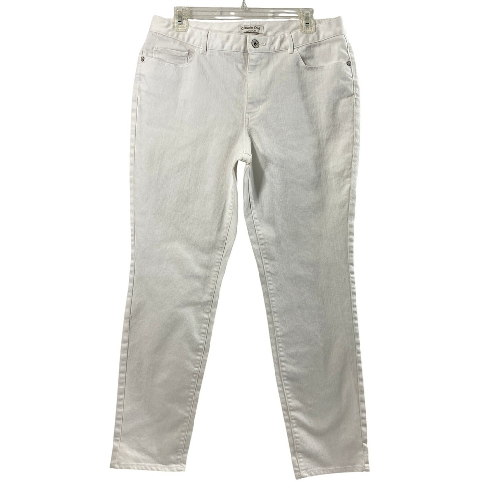 Coldwater Creek Natural Fit White Denim Jeans Wmens Size 12 Straight Leg Stretch